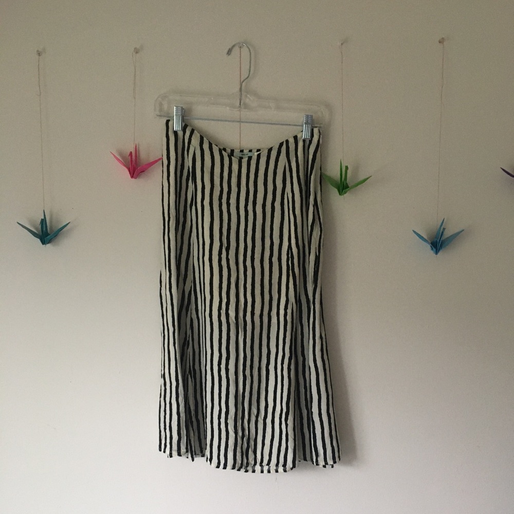 Black & white striped midi skirt